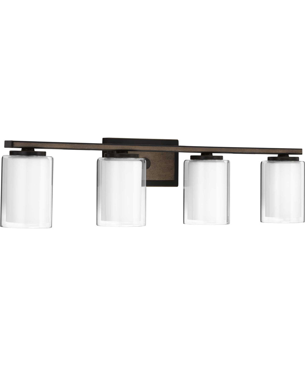 Mast 4-Light Clear Glass Coastal Bath Vanity Light Antique Bronze
