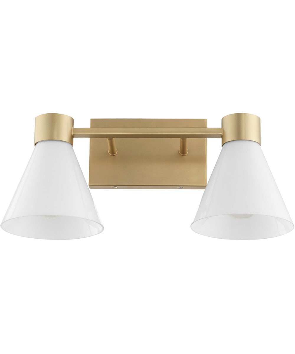 Beldar 2-light Bath Vanity Light Aged Brass w/ Gloss Opal