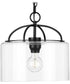 Leyden 1-Light Clear Glass Farmhouse Style Hanging Pendant Light Matte Black