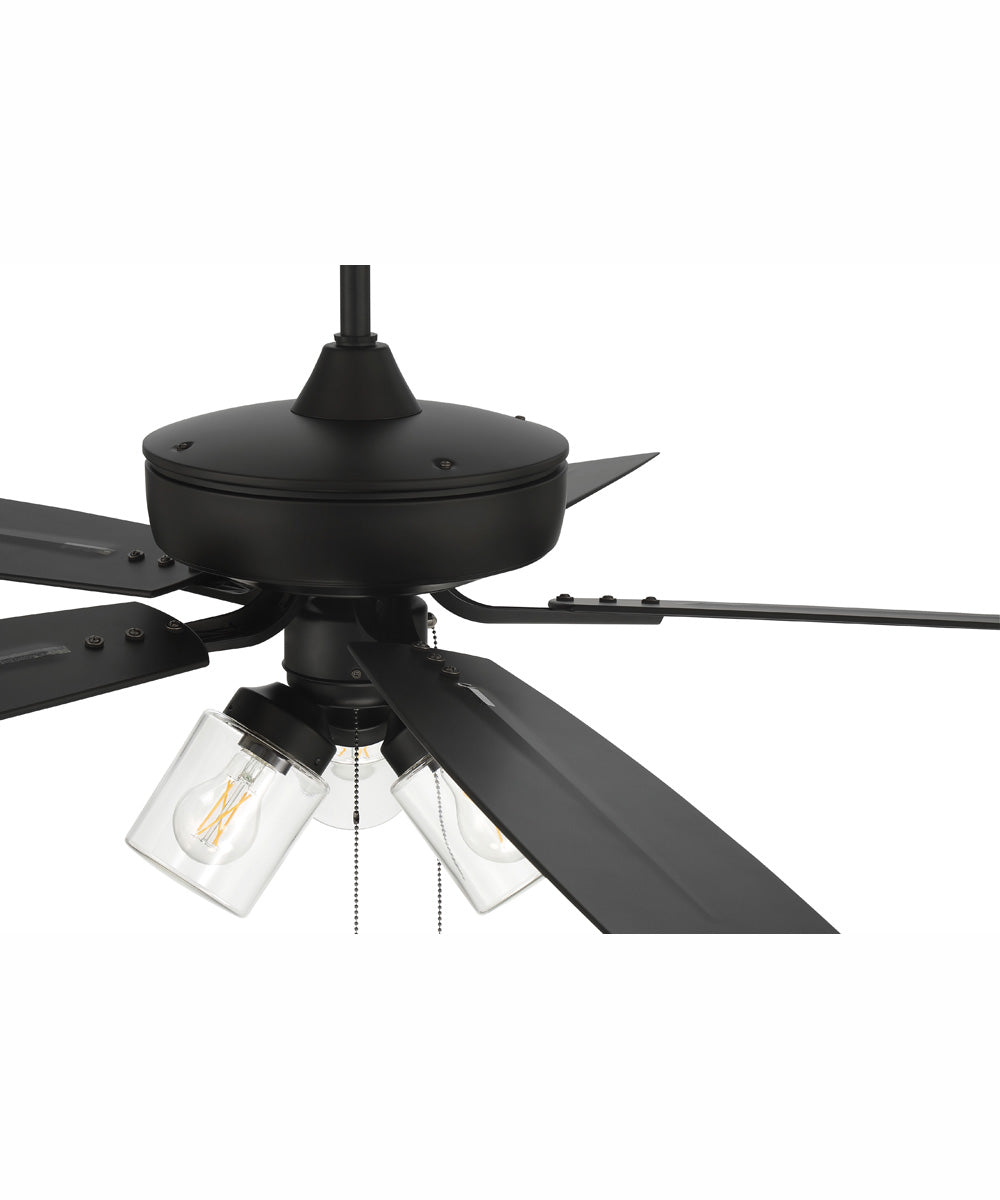 52" Outdoor Pro Plus 104 Clear 3-Light Indoor/Outdoor Ceiling Fan Flat Black