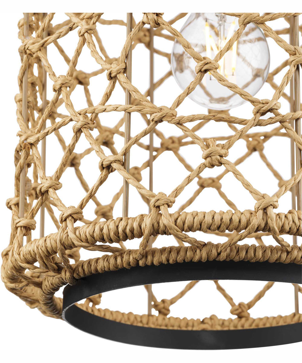 Chandra 1-Light Global Pendant with Woven Shade Matte Black