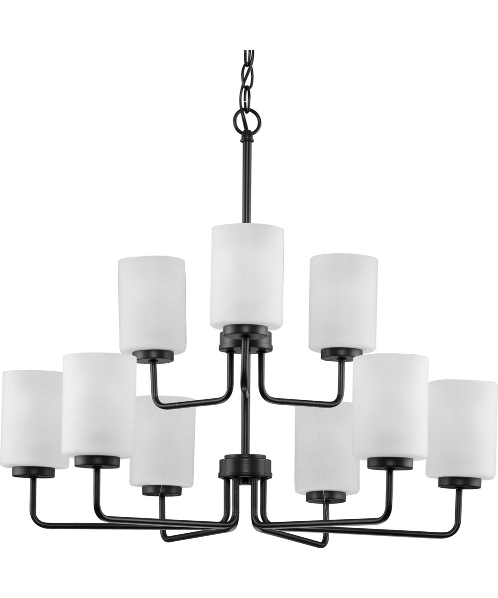 Merry 9-Light Etched Glass Transitional Style Chandelier Light Matte Black