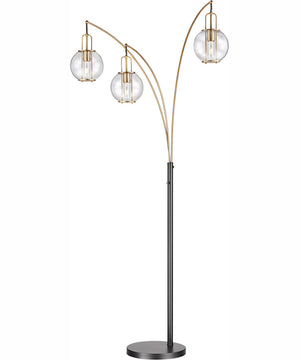 Kaira 3-Light 3-Light Arch Lamp Black/Clear Glass Shade
