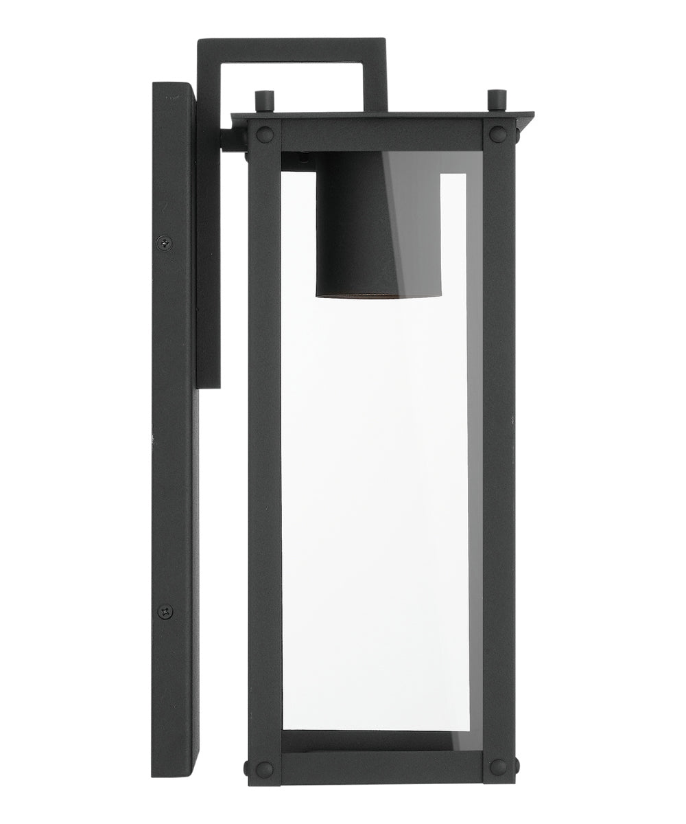 Hunt 1-Light Outdoor Wall Mount Rain or Shine - Black with Clear Glass