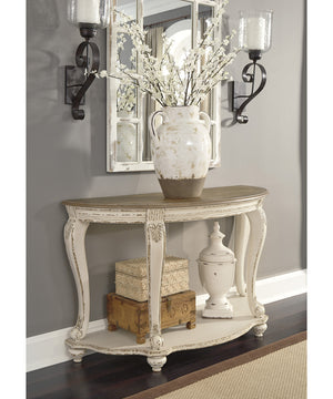 30"H Realyn Sofa Table White/Brown