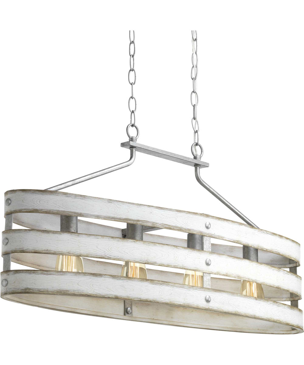Gulliver 4-Light Coastal Linear Chandelier Light Galvanized Finish