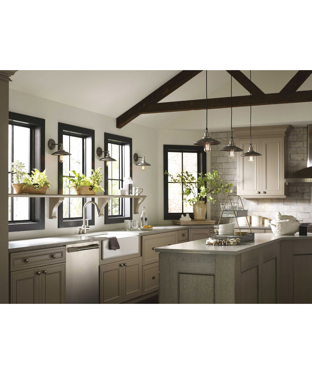 Archives 1-Light PMS Matte Cool Grey #9 Shade Farmhouse Mini-Pendant Light Antique Nickel