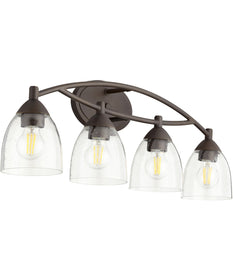 29"W Barkley 4-light Bath Vanity Light Oiled Bronze w/ Clear/Seeded