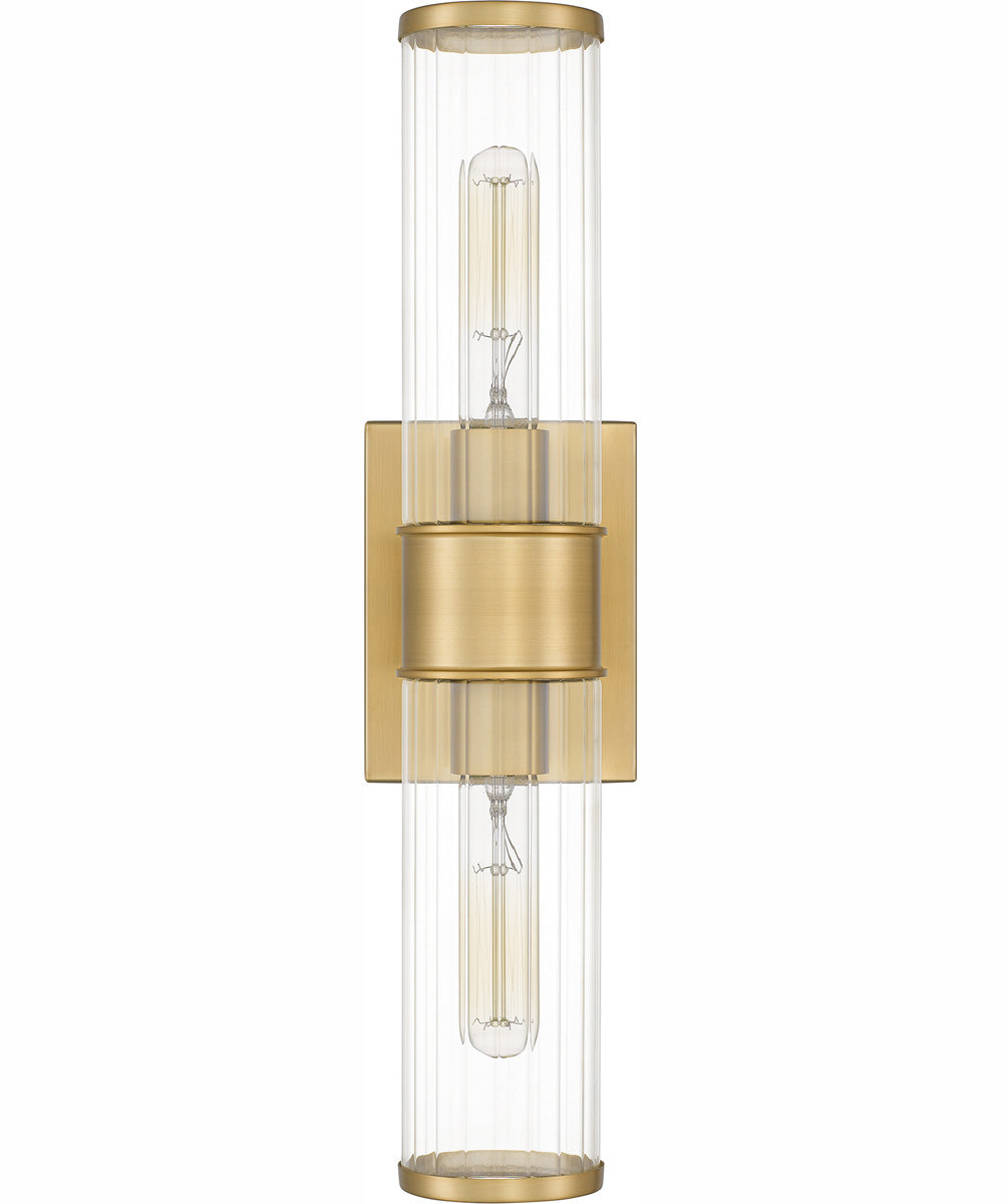 Quoizel Wood Small 2-light Wall Sconce Aged Brass