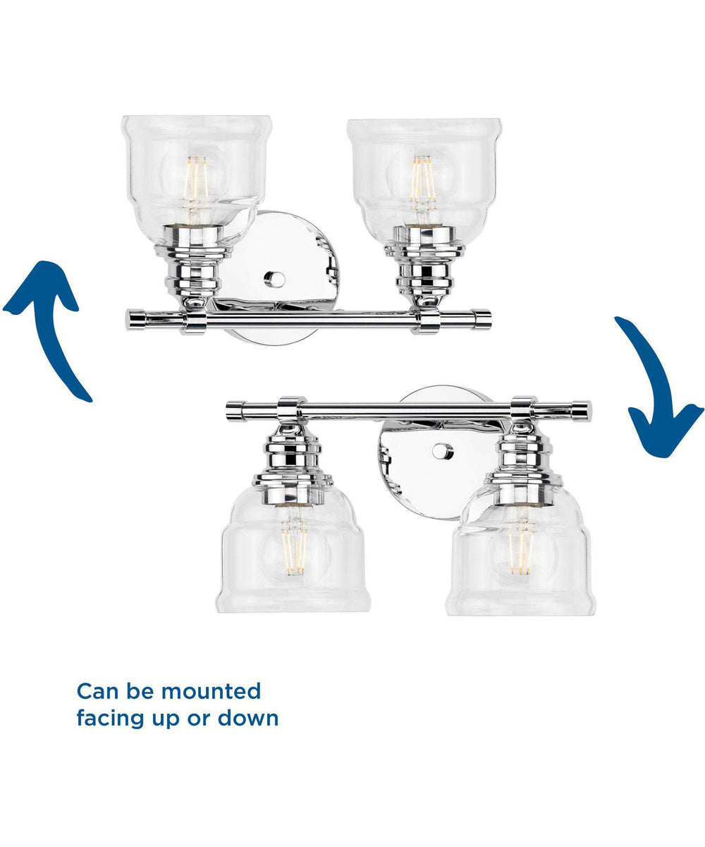 Ambrose 2-Light Farmhouse Clear Glass Bath Vanity Light Polished Chrome