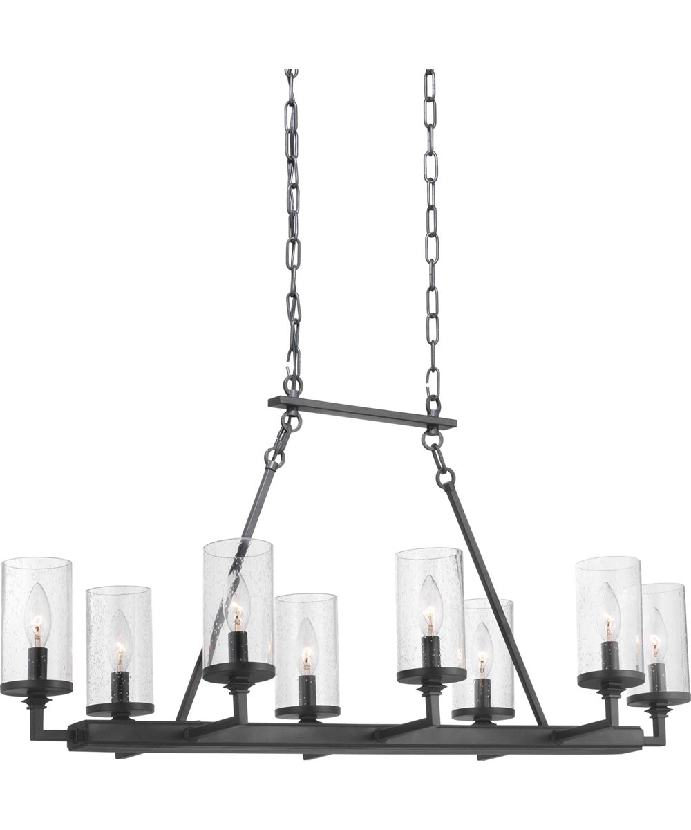Gresham 8-Light Clear Seeded Glass Farmhouse Chandelier Light Graphite