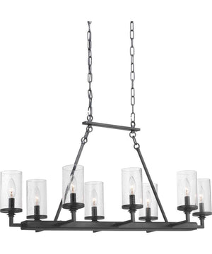 Gresham 8-Light Clear Seeded Glass Farmhouse Chandelier Light Graphite
