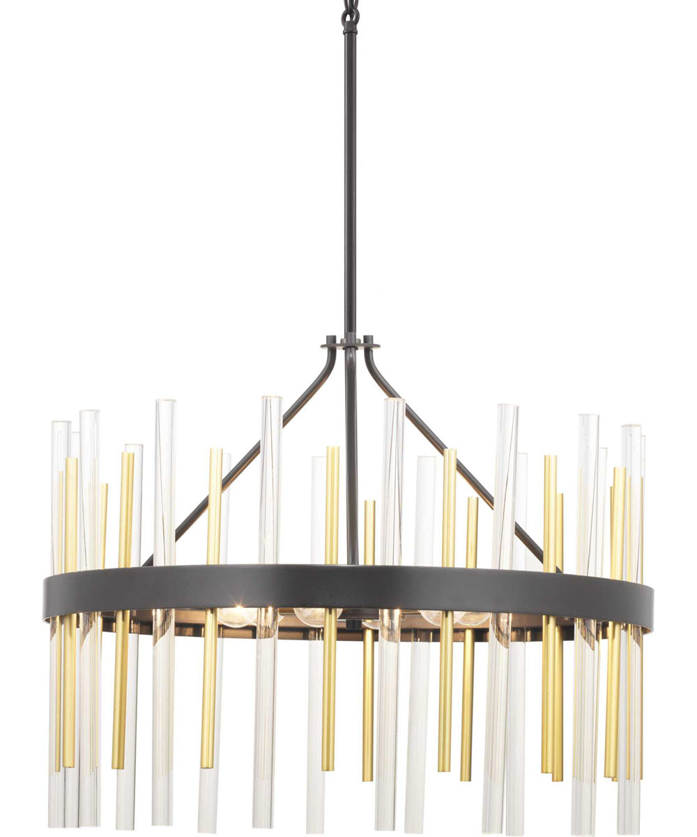 Orrizo 6-Light Clear Glass Luxe Chandelier Light Matte Black