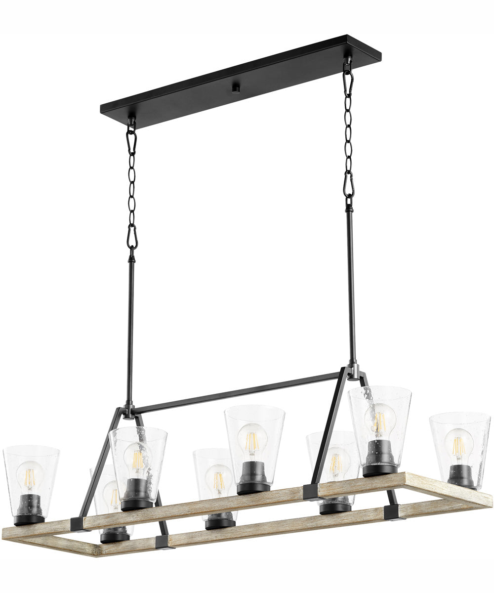 Paxton 8-light Chandelier Textured Black w/ Weathered Oak Finish