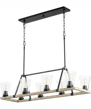 Paxton 8-light Chandelier Textured Black w/ Weathered Oak Finish