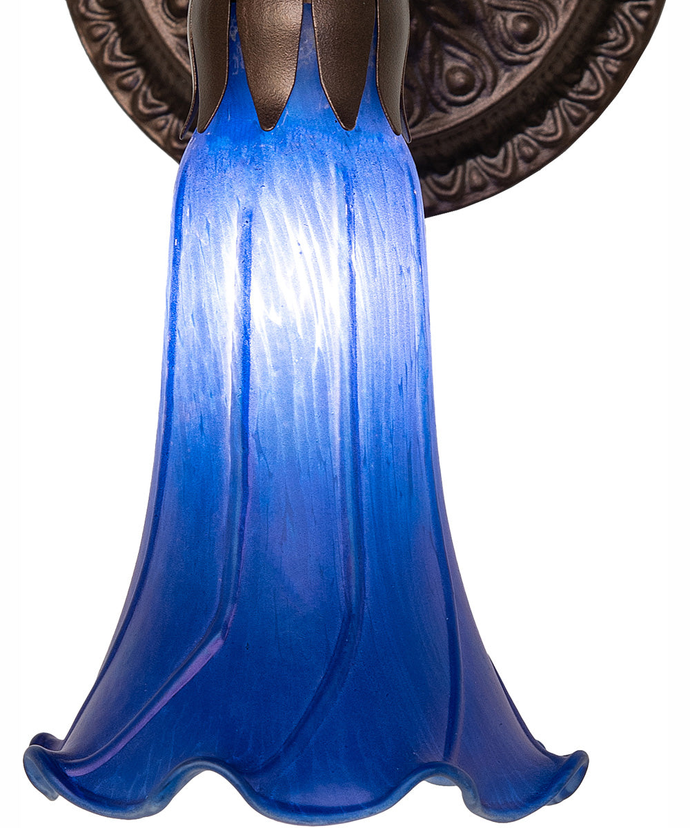 5.5" Wide Blue Tiffany Pond Lily Wall Sconce