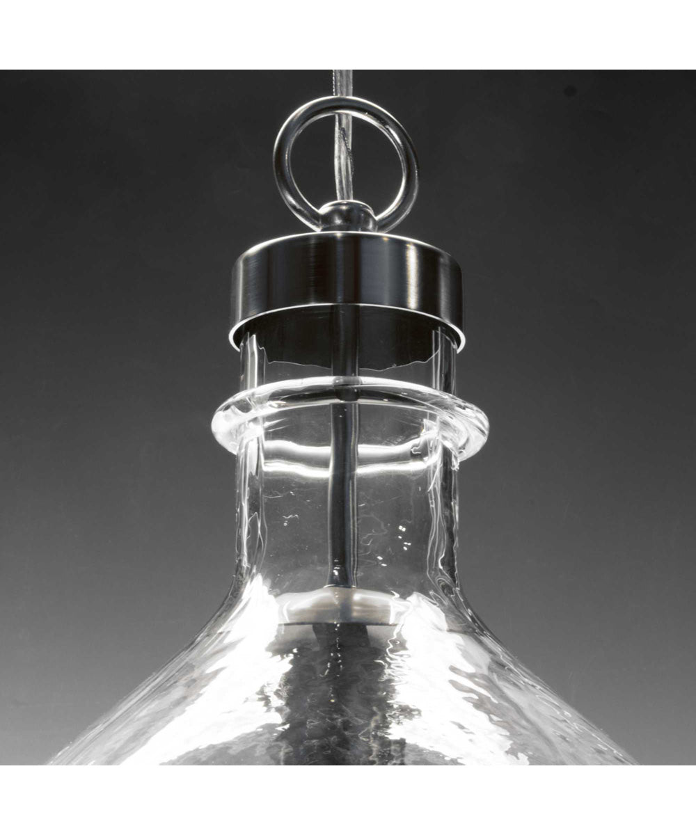 Zin 1-Light Clear Textured Glass Global Pendant Light Brushed Nickel