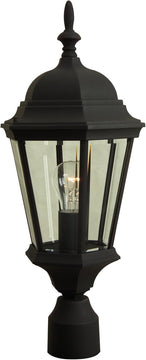 22"H Straight Glass 1-Light Outdoor Post Mount Matte Black