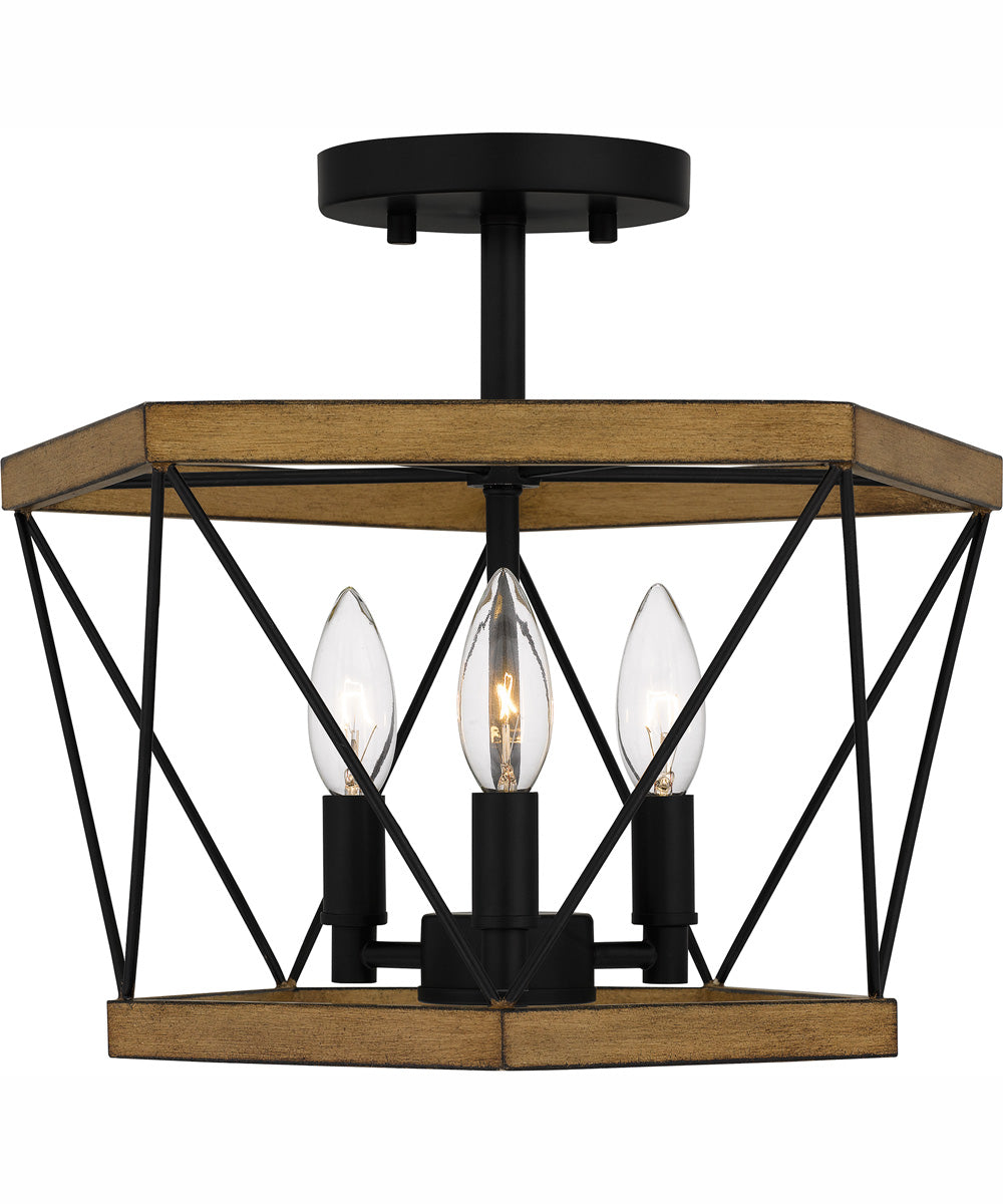 Quoizel Semi-Flush Mount Medium 3-light Semi Flush Mount Aged Walnut