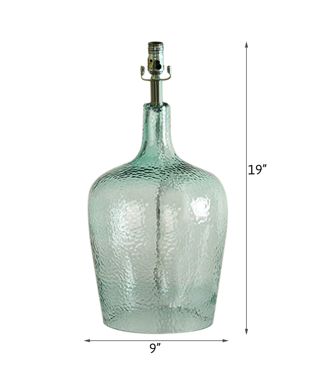 19"h Artisanal Hand-Blown Aqua Green Sea Glass Coastal Style Table Lamp (Base Only)