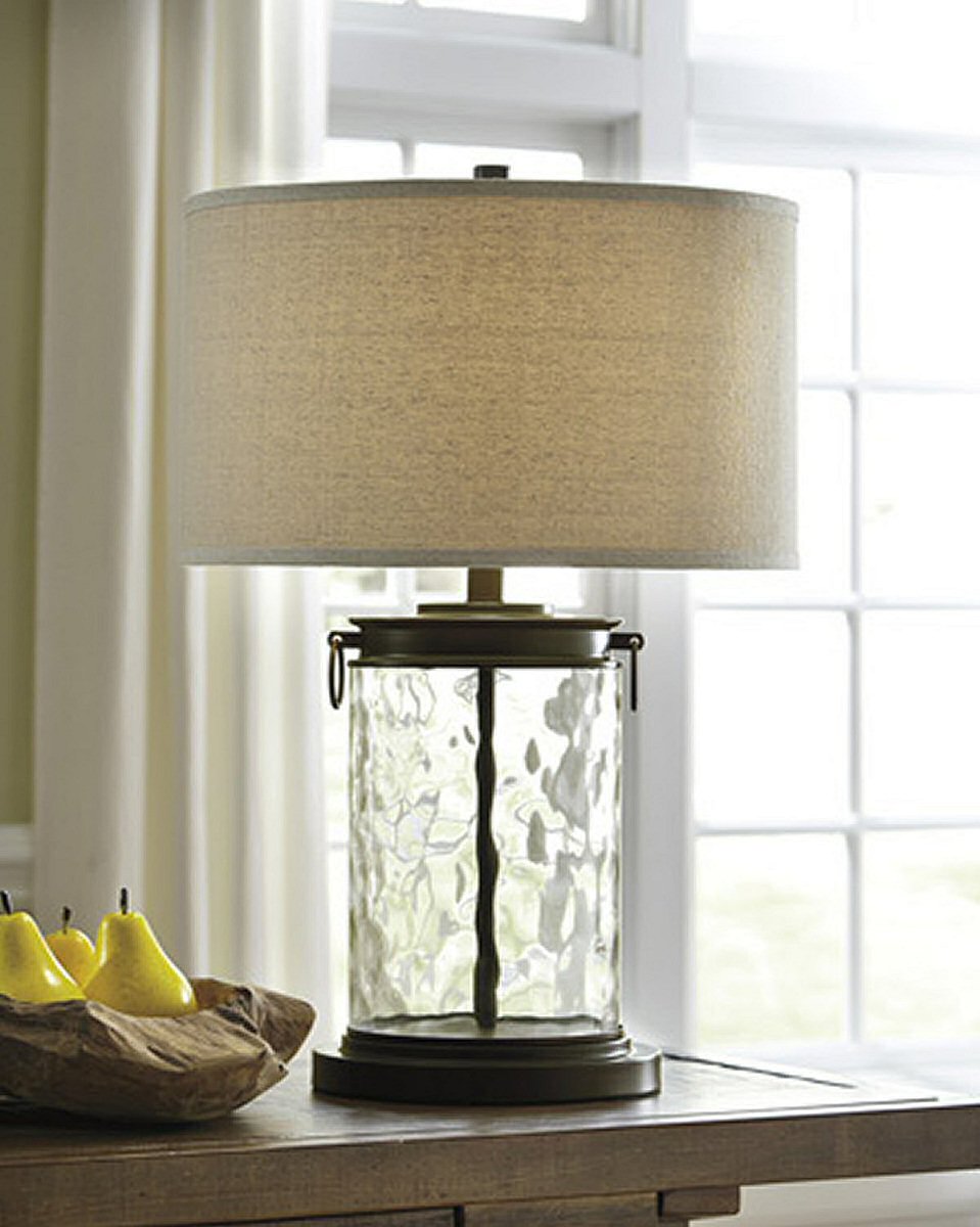 25"H Tailynn Glass Table Lamp Clear/Bronze