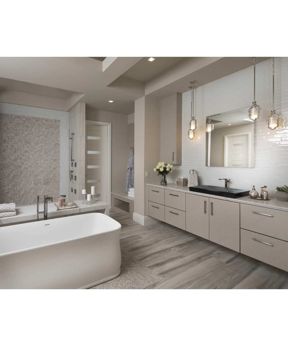 Caress 1-Light Clear Water Glass Luxe Mini-Pendant Light Polished Nickel