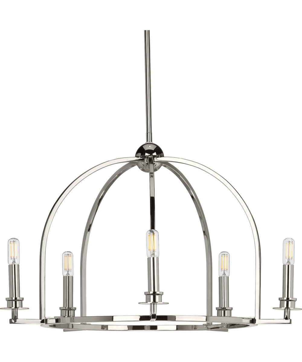 Seneca 5-Light Farmhouse Chandelier Light Polished Nickel