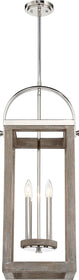 29"W Bliss 4-Light Pendant Driftwood / Polished Nickel Accents
