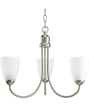 Gather 3-Light Etched Glass Traditional Chandelier Light Brushed Nickel
