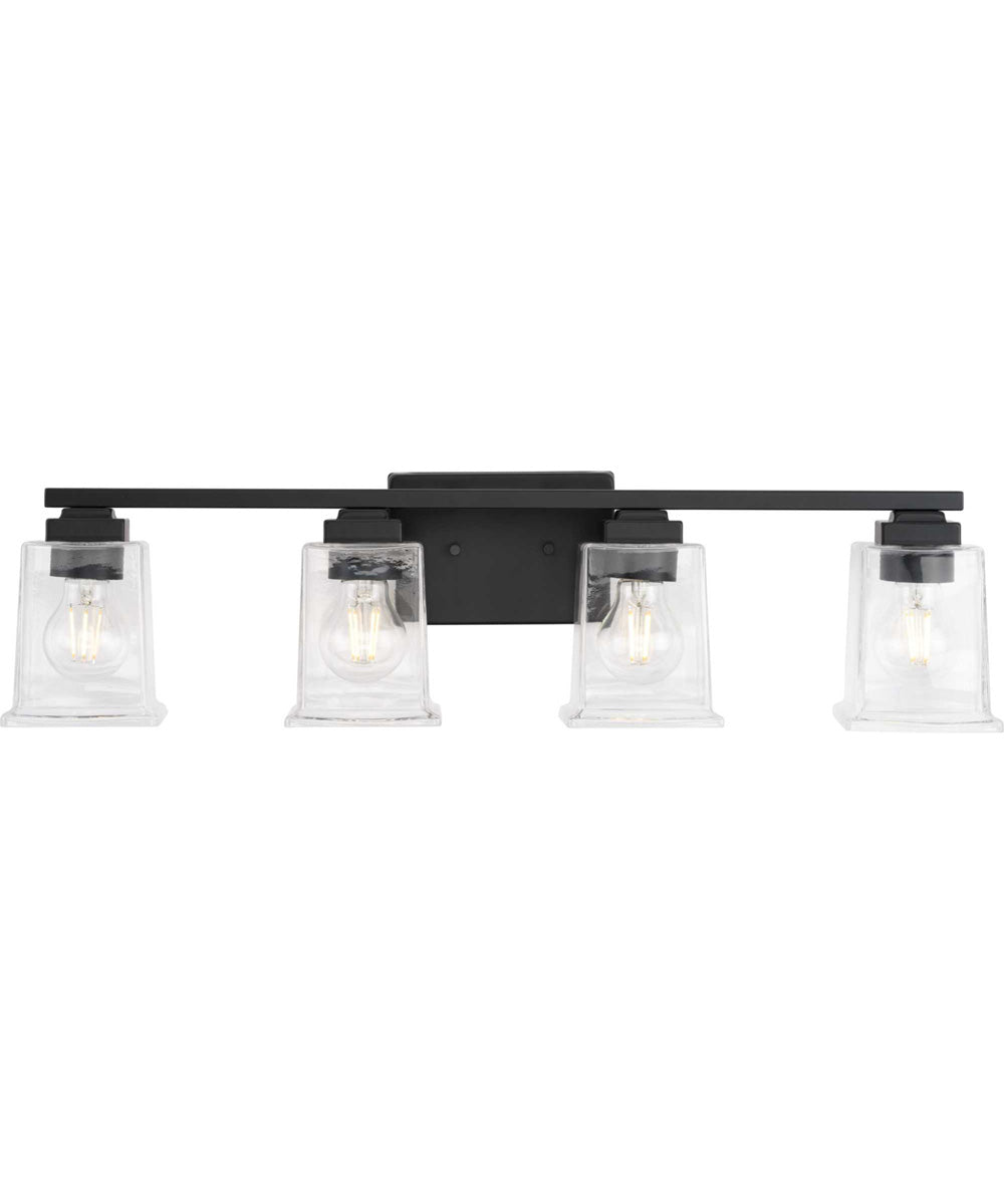 Gilmour 4-Light Modern Farmhouse Clear Glass Bath Vanity Light Matte Black