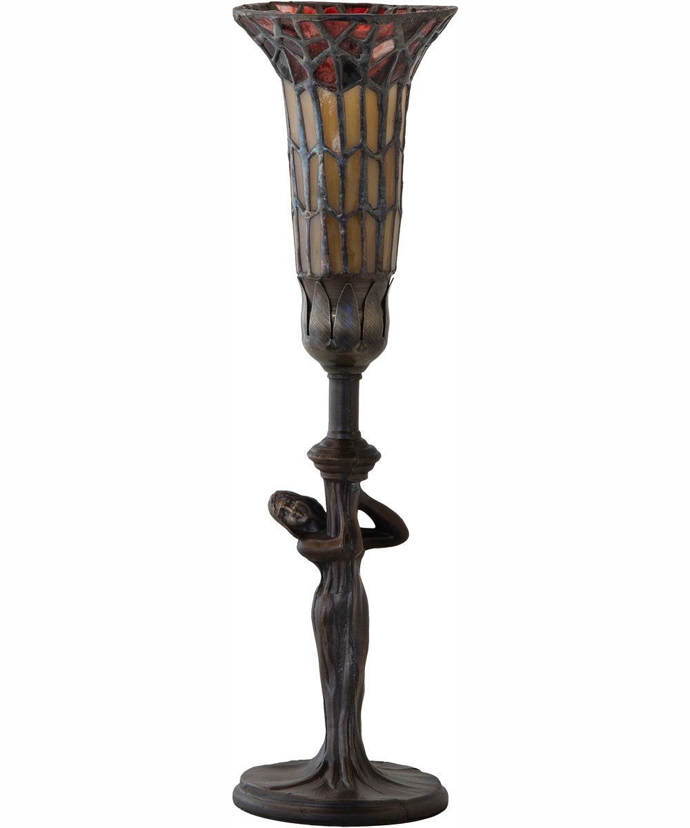 15" High Stained Glass Pond Lily Nouveau Lady Accent Lamp