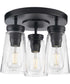 Stockbrace 3-Light Clear Glass Farmhouse Style Flush Mount Ceiling Light Matte Black