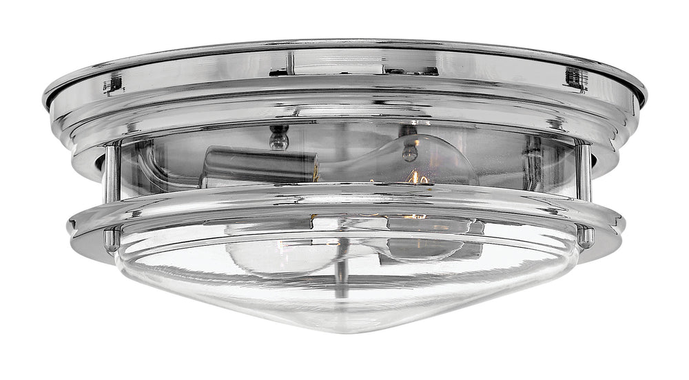 12"W Hadley 2-Light Flush Mount in Chrome with Clear