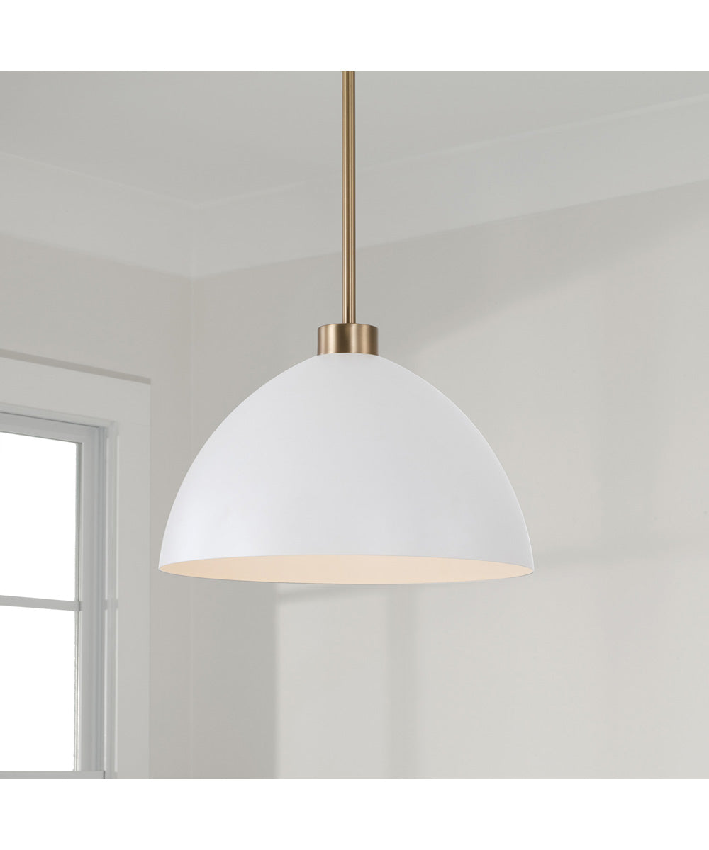 Ross 1-Light Pendant Aged Brass and White
