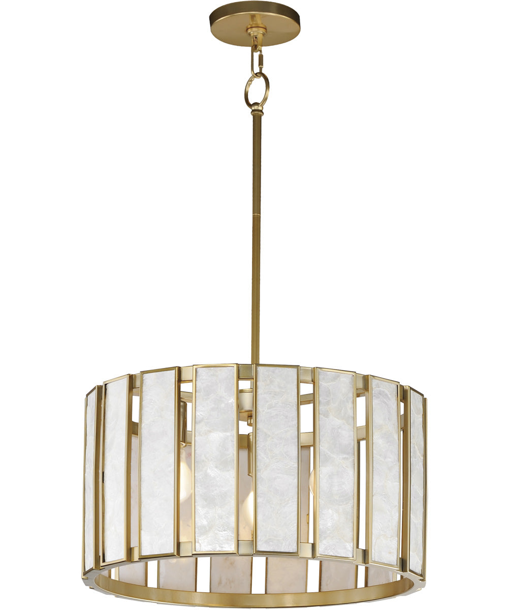 Miramar 3-Light Pendant Capiz / Natural Aged Brass
