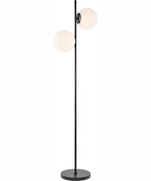 Lencho 2-Light 2-Light Floor Lamp Black/Frost Glass Shade