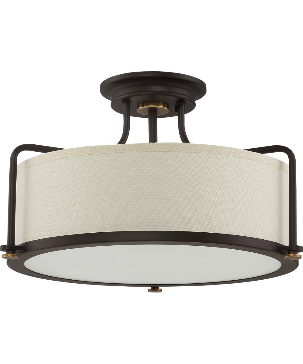 Calvary Large 3-light Semi Flush Mount Western Bronze