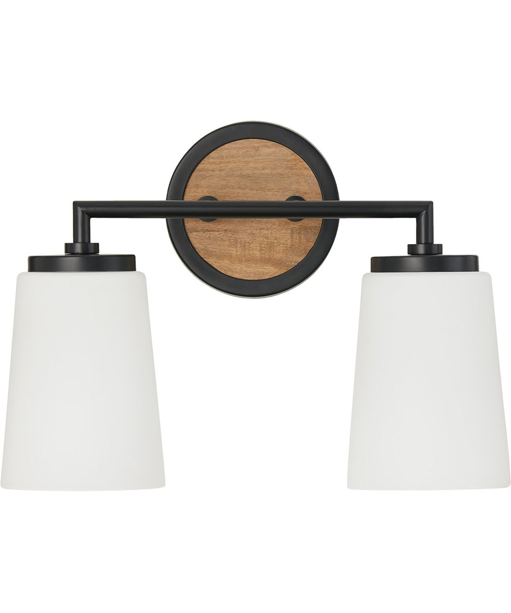 Jonah 2-Light Vanity Light Wood and Matte Black