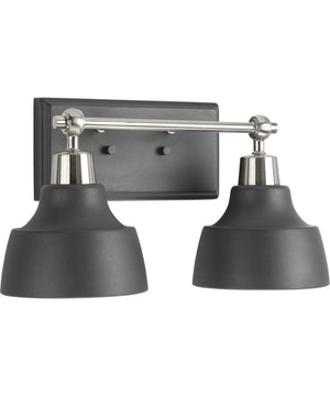 Bramlett 2-Light Graphite Metal Shade Coastal Bath Vanity Light Brushed Nickel