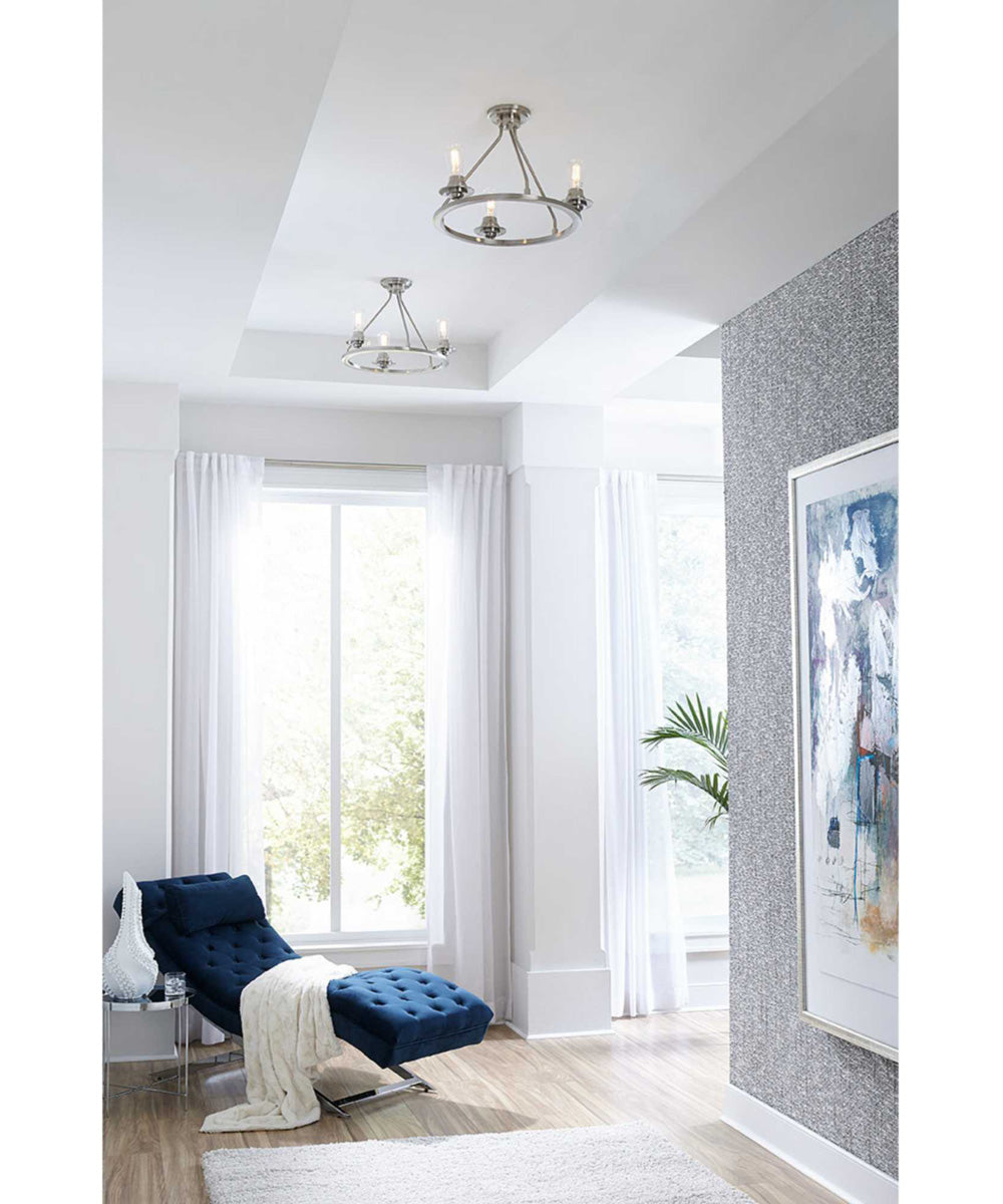 Debut 3-Light Semi-Flush Convertible Brushed Nickel