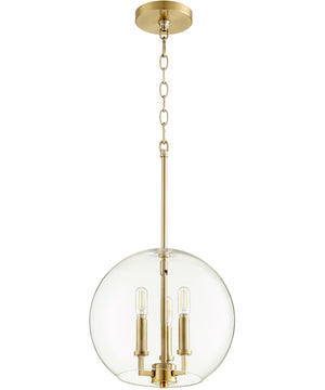 12"W 3-light Pendant Aged Brass