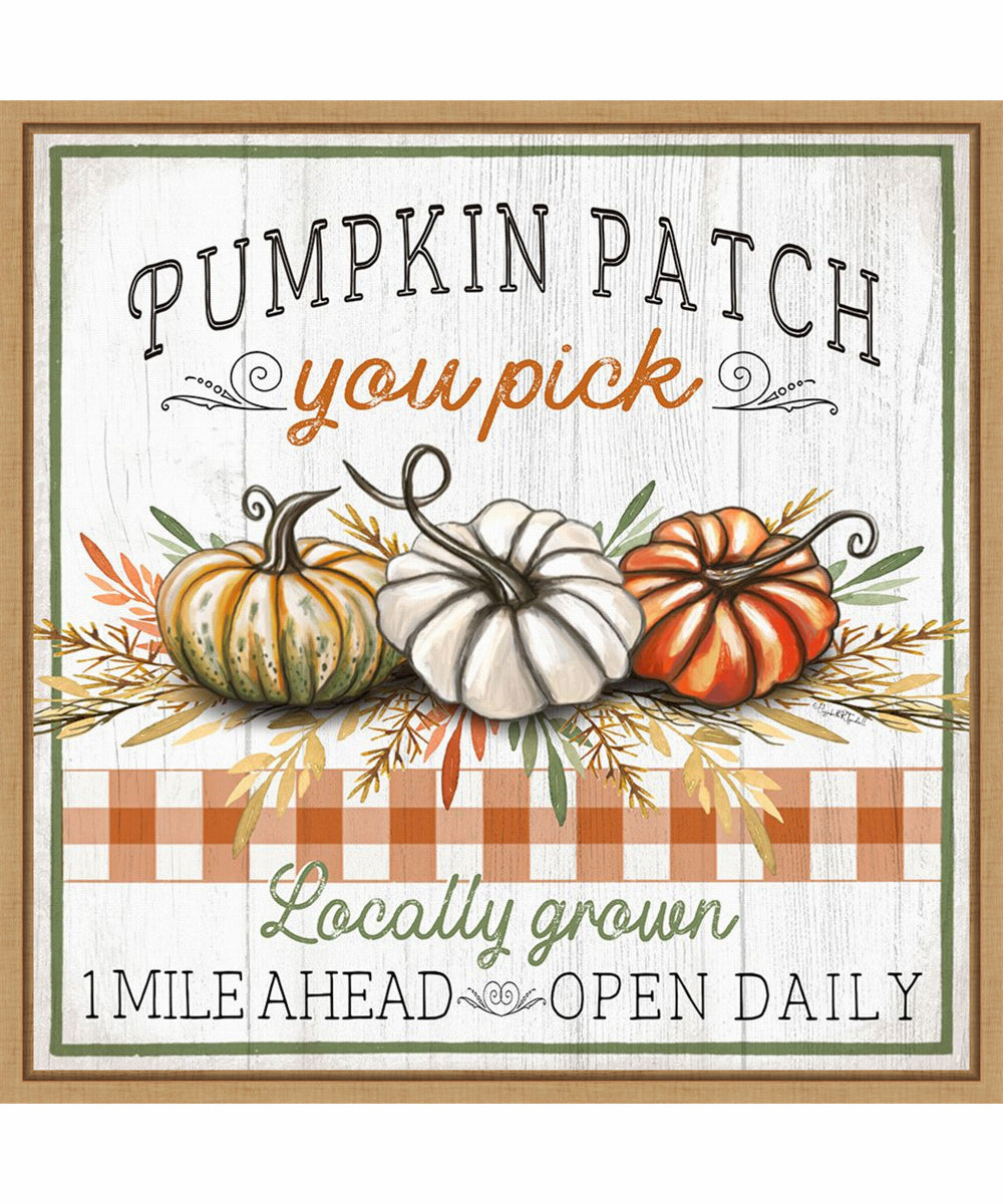 Framed Pumpkin Patch by Elizabeth Tyndall Canvas Wall Art Print (22  W x 22  H), Sylvie Maple Frame