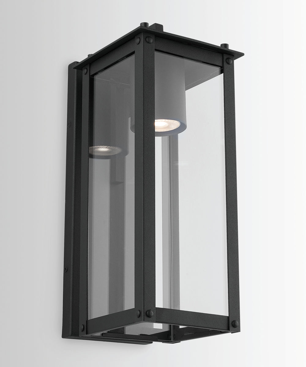 Hunt 1-Light Outdoor Wall Mount Rain or Shine - Black with Clear Glass