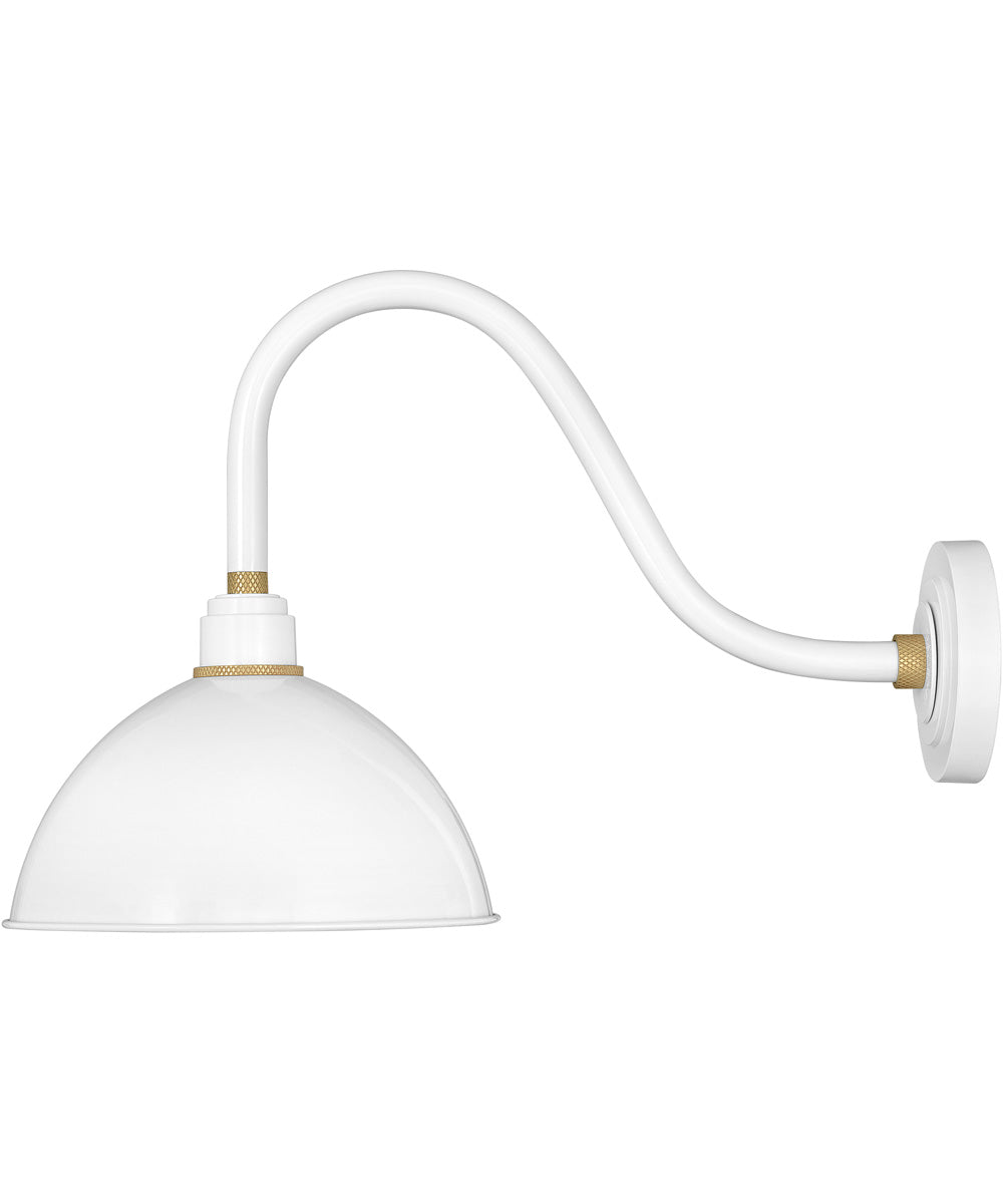 1-Light Medium Gooseneck Outdoor Barn Light in Gloss White