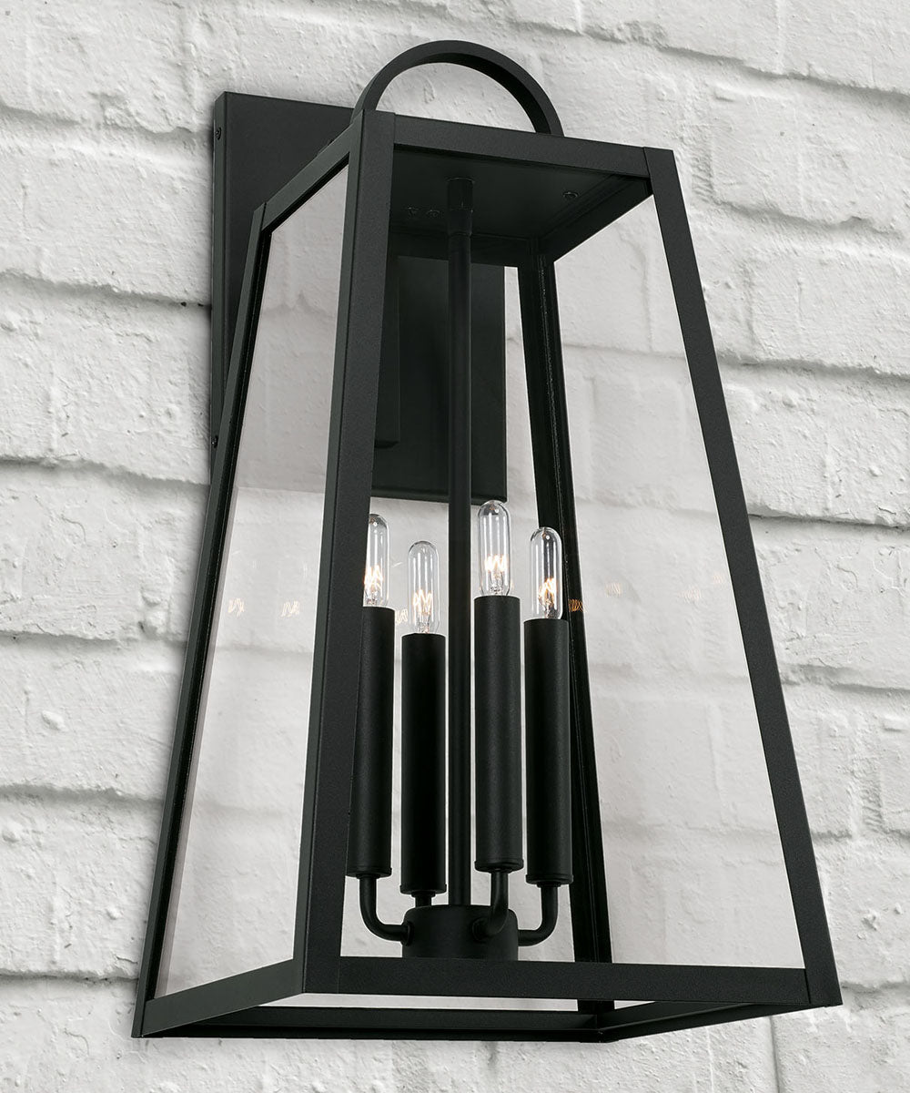 Leighton 4-Light Outdoor Wall-Lantern Rain or Shine - Black