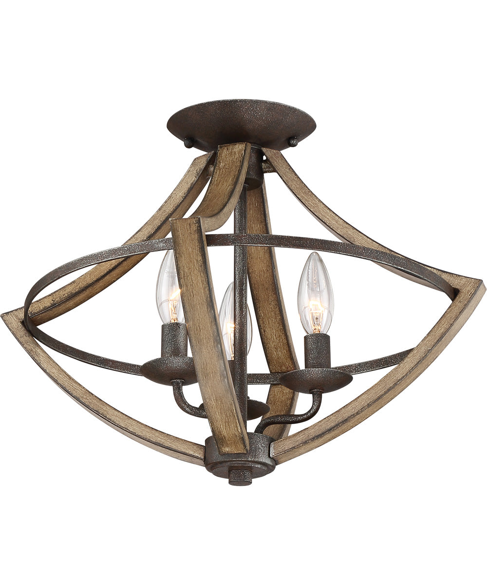 Shire 3-light Flush Mount Rustic Black