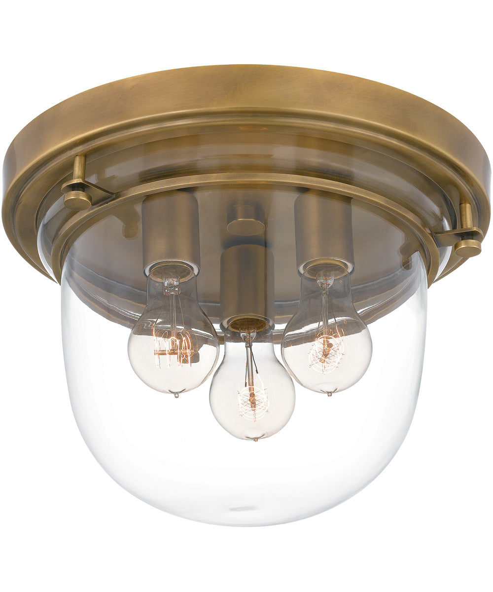 Whistling 3-light Flush Mount Weathered Brass