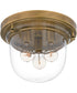 Whistling 3-light Flush Mount Weathered Brass
