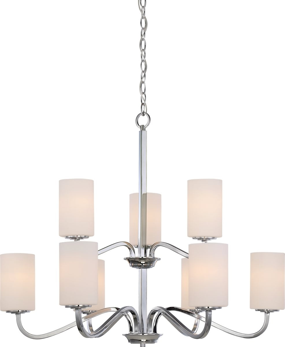 32"W Willow 9-Light Chandelier Polished Nickel