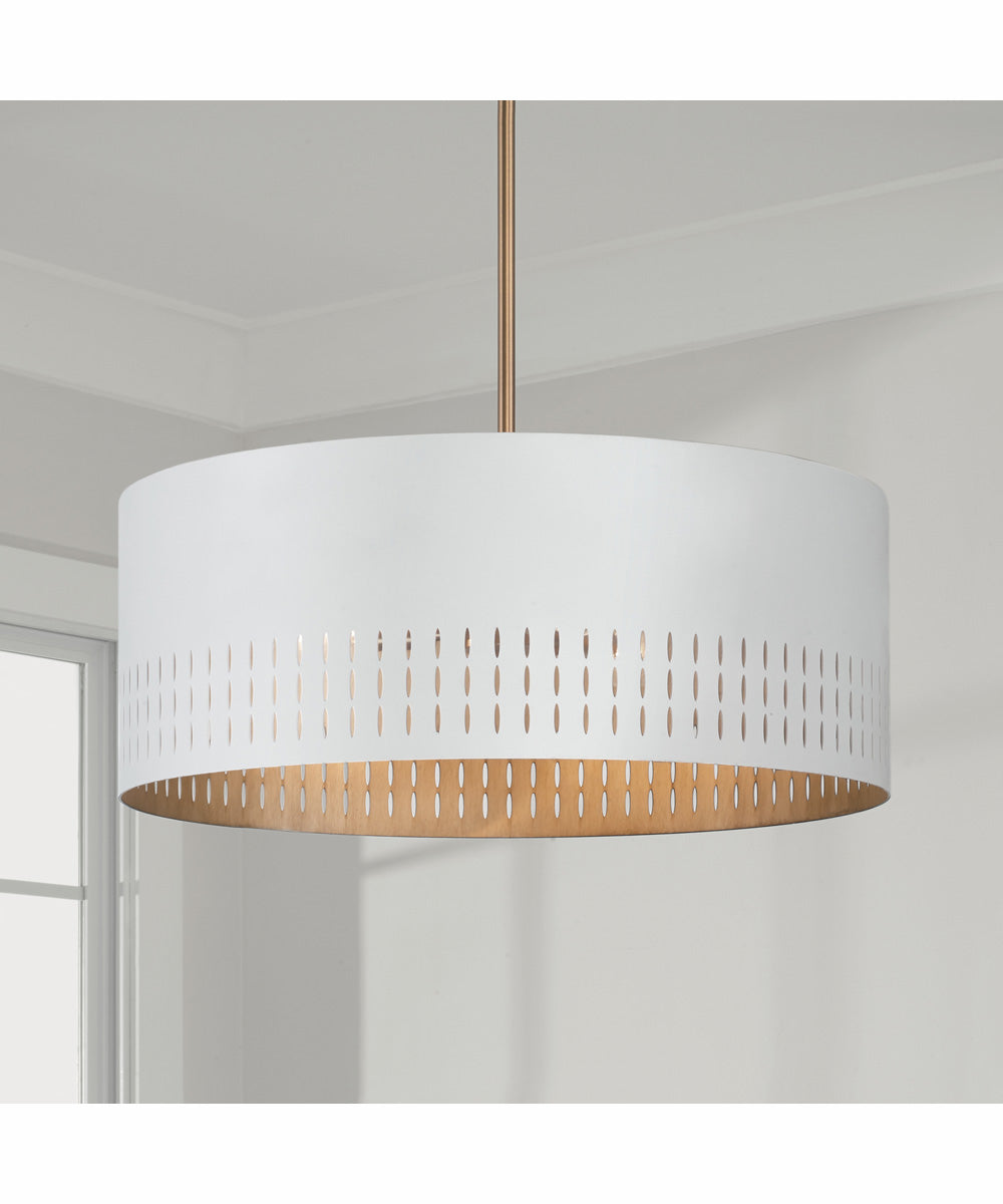 Dash 3-Light Pendant Aged Brass and White